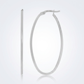 14k White Gold Slim Oval Shape Hoop Earrings by Avera Group