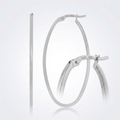 14k White Gold Slim Oval Shape Hoop Earrings by Avera Group