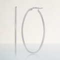14k White Gold Slim Oval Shape Hoop Earrings by Avera Group