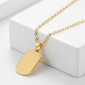 14K Yellow Gold Dog Tag Necklace by Avera Group