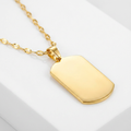 14K Yellow Gold Dog Tag Necklace by Avera Group