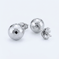 14 k White Gold Ball Earrings with Faceted Texture by Avera Group