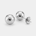 14 k White Gold Ball Earrings with Faceted Texture by Avera Group