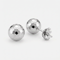 14 k White Gold Ball Earrings with Faceted Texture by Avera Group