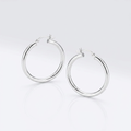 Sterling Silver Hoop Style Earrings with Polished Rhodium Plating (30mm) by Avera Group