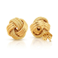 10k Yellow Gold Love Knot with Ridge Texture Earrings by Avera Group