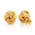 10k Yellow Gold Love Knot with Ridge Texture Earrings by Avera Group
