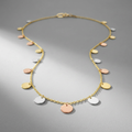 14K Tri Color Necklace with Dangling Circles by Avera Group
