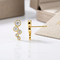 14k Yellow Gold Climber Post Earrings with Circles and Cubic Zirconias by Avera Group