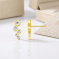 14k Yellow Gold Climber Post Earrings with Circles and Cubic Zirconias by Avera Group