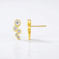14k Yellow Gold Climber Post Earrings with Circles and Cubic Zirconias by Avera Group