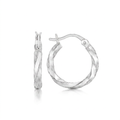 Sterling Silver Polished Twist Design Hoop Earrings by Avera Group