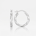 Sterling Silver Polished Twist Design Hoop Earrings by Avera Group