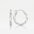 Sterling Silver Polished Twist Design Hoop Earrings by Avera Group