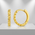 14k Yellow Gold Petite Textured Round Hoop Earrings by Avera Group
