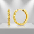 14k Yellow Gold Petite Textured Round Hoop Earrings by Avera Group