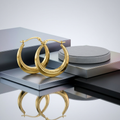 14k Yellow Gold Round Rope Texture Hoop Earrings by Avera Group