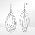 Sterling Silver Textured Teardrop Motif Dangle Earrings by Avera Group