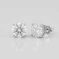 Sterling Silver Stud Earrings with White Hue Faceted Cubic Zirconia by Avera Group