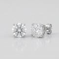 Sterling Silver Stud Earrings with White Hue Faceted Cubic Zirconia by Avera Group
