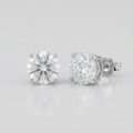 Sterling Silver Stud Earrings with White Hue Faceted Cubic Zirconia by Avera Group