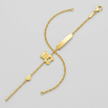 14k Yellow Gold Childrens Bracelet with Teddy Bear Heart and Bar by Avera Group