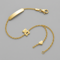 14k Yellow Gold Childrens Bracelet with Teddy Bear Heart and Bar by Avera Group