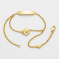 14k Yellow Gold Childrens Bracelet with Teddy Bear Heart and Bar by Avera Group