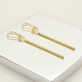 14k Yellow Gold Long Bar Diamond Cut Drop Earrings by Avera Group