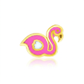 14k Yellow Gold Enameled Flamingo Childrens Earrings by Avera Group