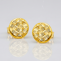 14k Yellow Gold Post Earrings with Textured Circles by Avera Group