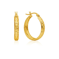 14k Yellow Gold Hammered Oval Hoop Earrings by Avera Group