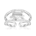 Sterling Silver Rhodium Plated Open Toe Ring with a Turtle Accent by Avera Group