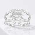 Sterling Silver Rhodium Plated Open Toe Ring with a Turtle Accent by Avera Group