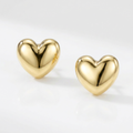 14k Yellow Gold Puffed Heart Shape Shiny Earrings by Avera Group