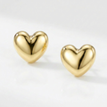14k Yellow Gold Puffed Heart Shape Shiny Earrings by Avera Group