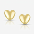 14k Yellow Gold Puffed Heart Shape Shiny Earrings by Avera Group