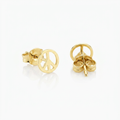14k Yellow Gold Post Earrings with Peace Signs by Avera Group