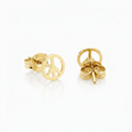 14k Yellow Gold Post Earrings with Peace Signs by Avera Group