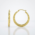 10k Yellow Gold Graduated Twisted Hoop Earrings by Avera Group