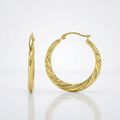 10k Yellow Gold Graduated Twisted Hoop Earrings by Avera Group