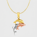 Pendant with Three Dolphins in 10k Tri Color Gold by Avera Group
