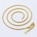 Sterling Silver in Yellow Finish 1.5mm Adjustable Rope Chain by Avera Group