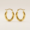 14k Yellow Gold Polished Oval Hoop Earrings by Avera Group