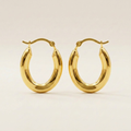 14k Yellow Gold Polished Oval Hoop Earrings by Avera Group