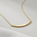 14k Yellow Gold Necklace with Polished Curved Bar Pendant by Avera Group