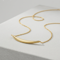 14k Yellow Gold Necklace with Polished Curved Bar Pendant by Avera Group