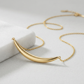 14k Yellow Gold Necklace with Polished Curved Bar Pendant by Avera Group