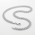 Rhodium Plated 5.6mm Sterling Silver Curb Style Chain by Avera Group