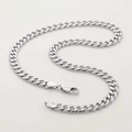 Rhodium Plated 5.6mm Sterling Silver Curb Style Chain by Avera Group